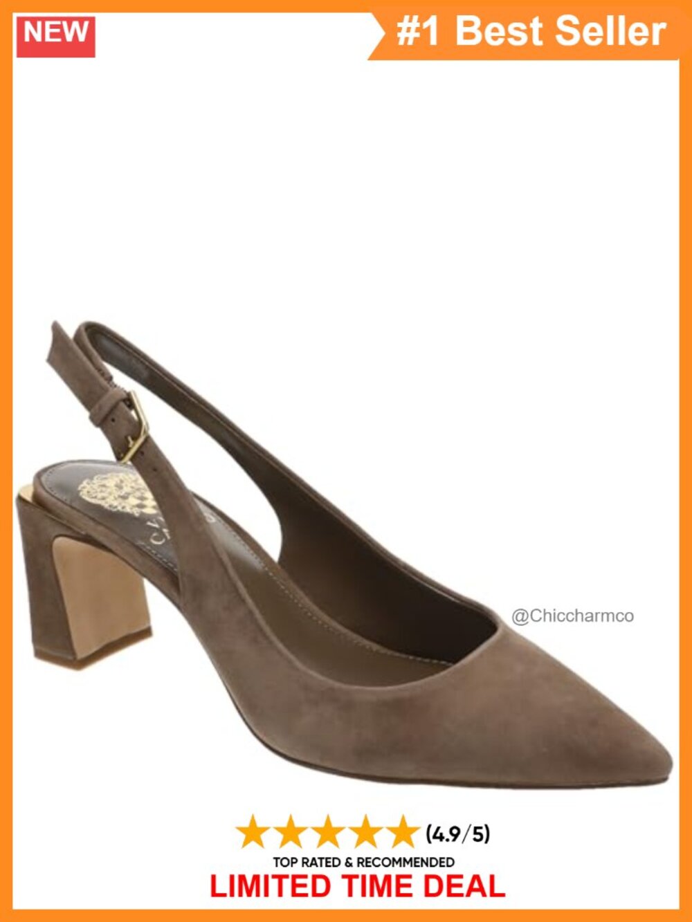 Suede Pointed Toe Block Heel Slingback Pump